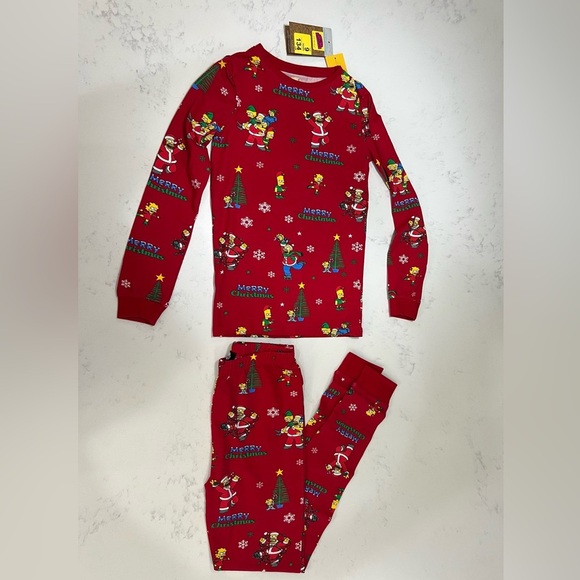 Festive Holiday Kids Pajama Set - Red - Picture 5 of 10